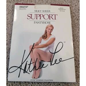 NEW VTG Kathy Lee Silky Sheer Support Pantyhose White Medium Tall Control Top